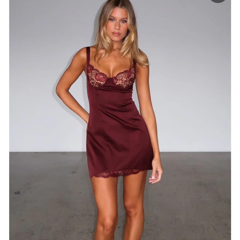 White Fox Admire You Mini Dress Cherry Liquor